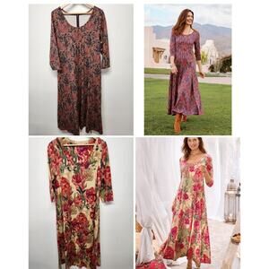 Soft Surroundings Women's Bundle Of 2 Maxi Bohemian Dresses, Sz XL. Multi Color